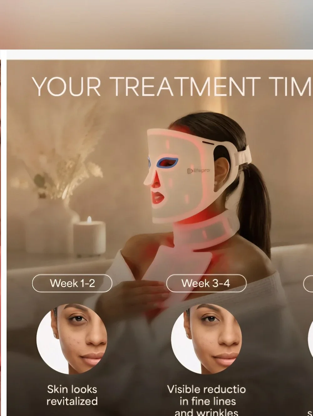 NEW Lifepro RevitaGlow Pro LED Red Light Therapy Mask Silicone For Face and Neck
